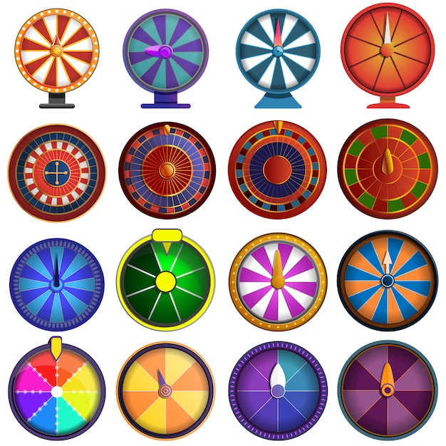 Roulette icon set, cartoon stijl