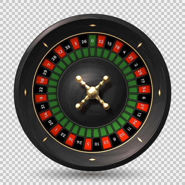 Roulette wiel 3D-realistische casino spin Gok apparatuur spin cirkel met rode en zwarte cellen bepaalt winnaar op transparante achtergrond wedden in risico spellen vector gelukkige kans