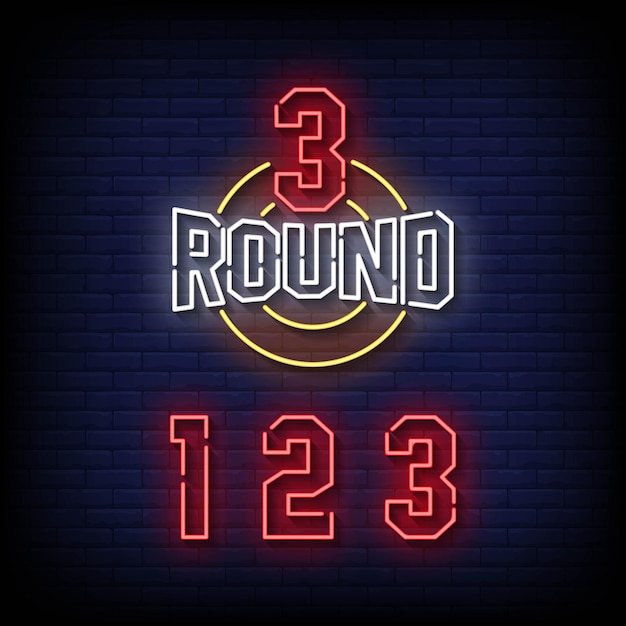 Round 123 neon signs style text vector