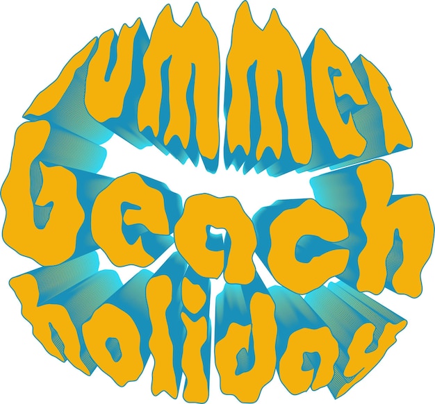 Round 3d lettering template summer beach holiday