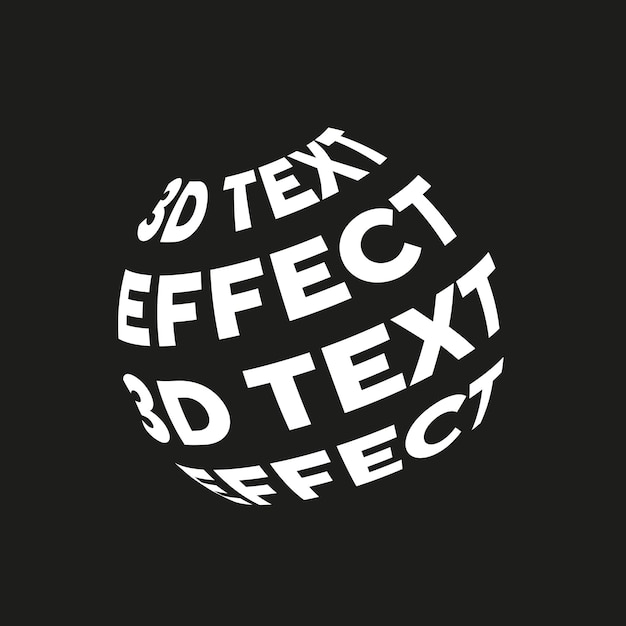 Round 3d text effect new typography design