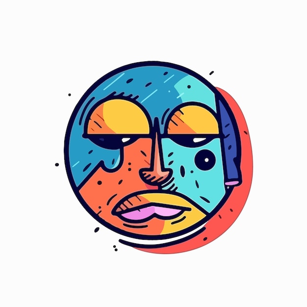 Round abstract comic faces