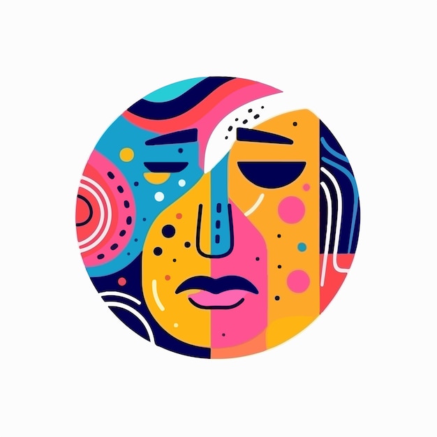 Vector round abstract comic faces