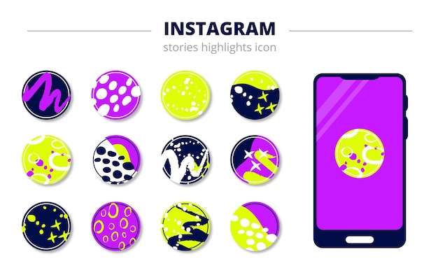 Round abstract illustration for eternal stories in Instagram, phone template