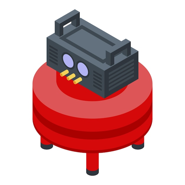 Круглый значок воздушного компрессора изометрический круглый значок вектора воздушного компрессора для веб-дизайна изолирован на белом фоне