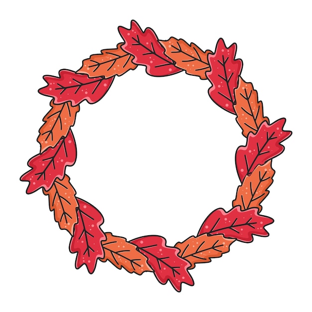 Круглый осенний венок из листьев желудей Лиственный красивый векторный рисунок круга