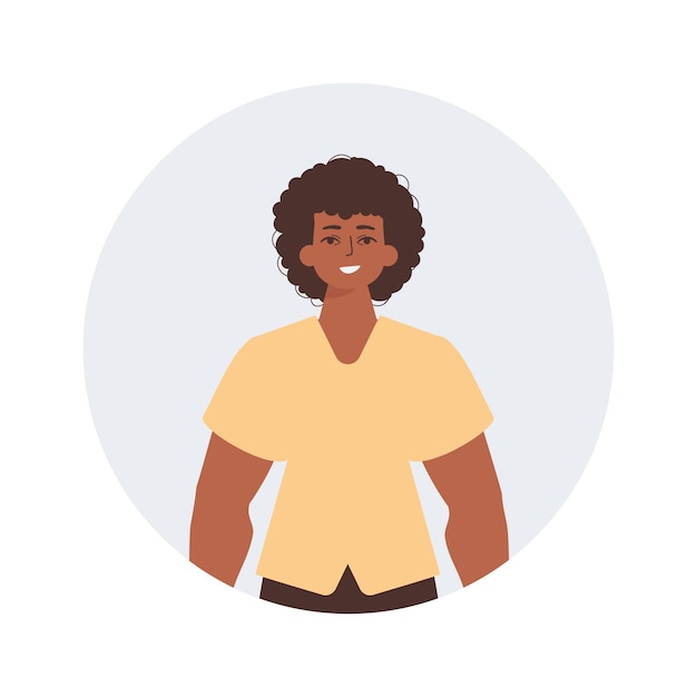 Vector round avatar of a man character in trendy style