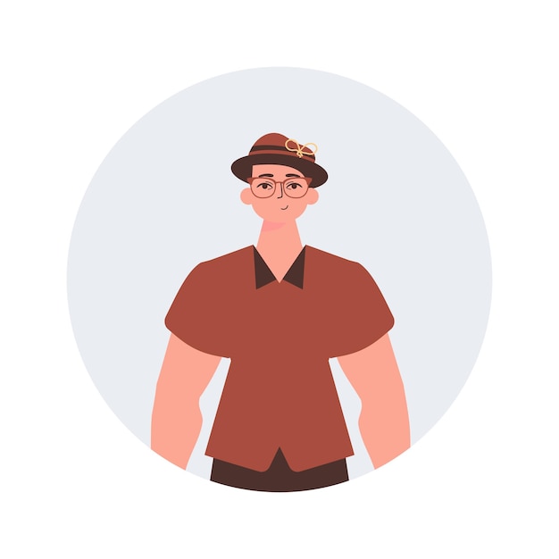 Vector round avatar of a man character with a modern style