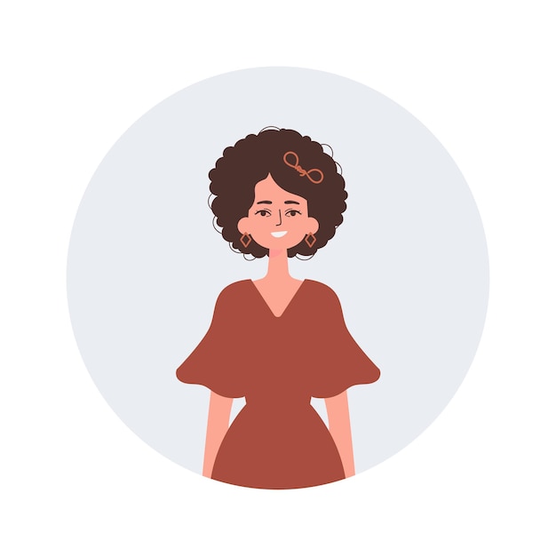 Vector round avatar woman trendy character style