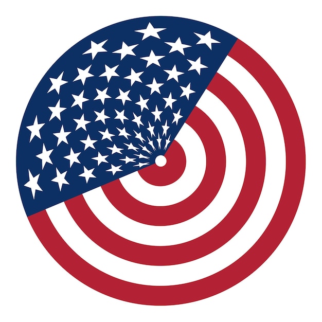 Vector round badge in the colors of the us flag isolated on a transparent background vector illustration