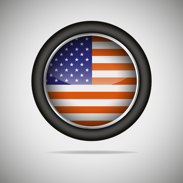 Vector round banner with us flag vector illustration