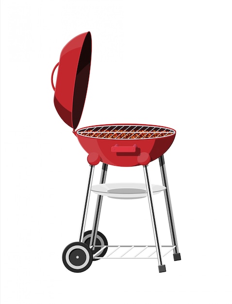 Vector round barbecue grill. bbq icon. electric grill.