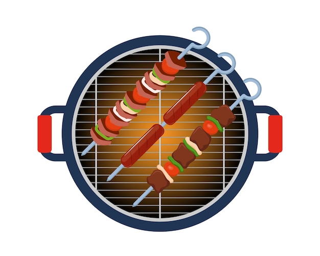 Round barbeque grill BBQ icon device for grilling food Kebab shashlik grilled