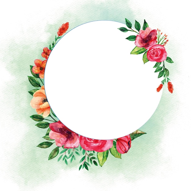 Round bouquets template with watercolor flowers