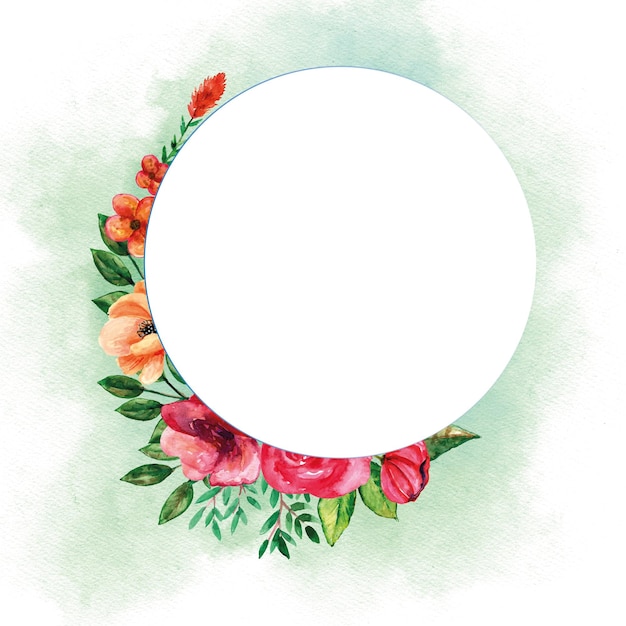 Round bouquets template with watercolor flowers