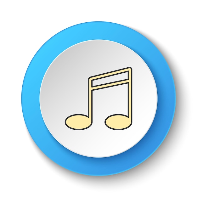 Round button for web icon Music note Button banner round badge interface for application illustration on white background