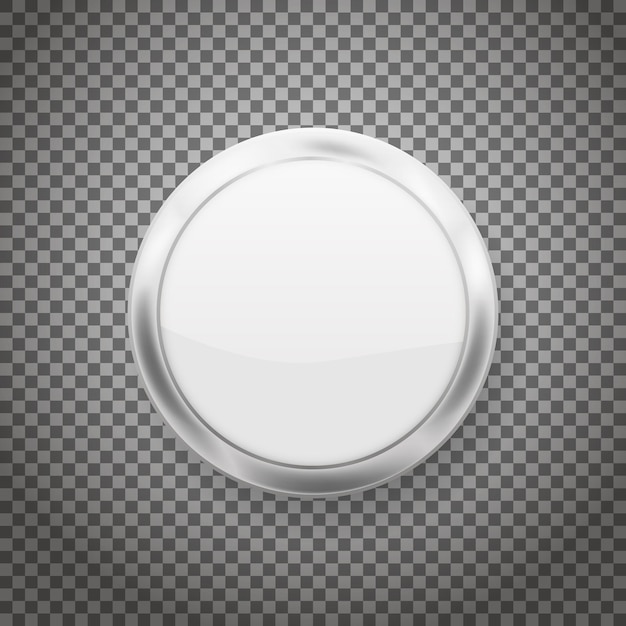 Round buttons with chrome frame isolated on transparent background Vector illustration