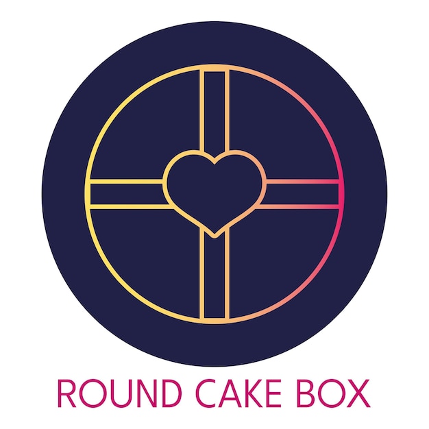Значок градиента круглой коробки торта на круглом фоне