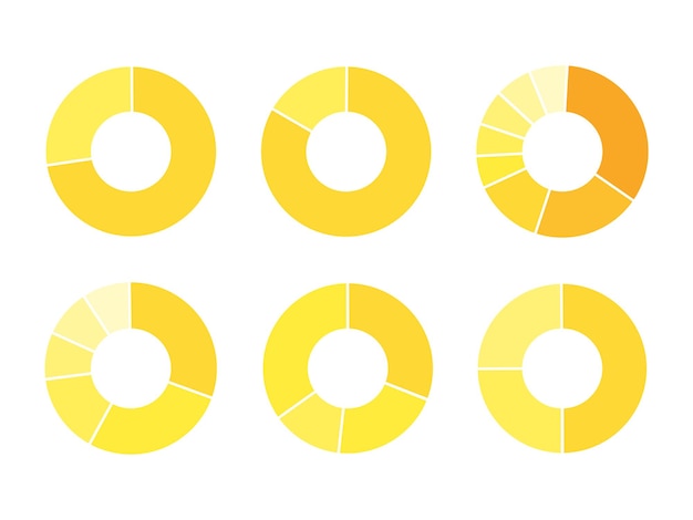 Round chart wheel set. Circle section. Vector flat illustration. Template for circle diagram, graph