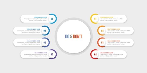 Round Circle Do and Don't, Pros and Cons, Vs, Versus Comparison Infographic Design Template