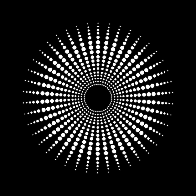 Круглый круг белый и серый на черном фоне
