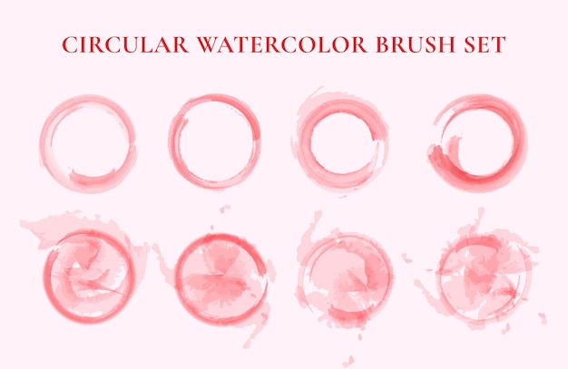 Round Circular Watercolor Brush Collection Vector with Abstract style