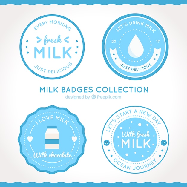 Round collection of milk badges