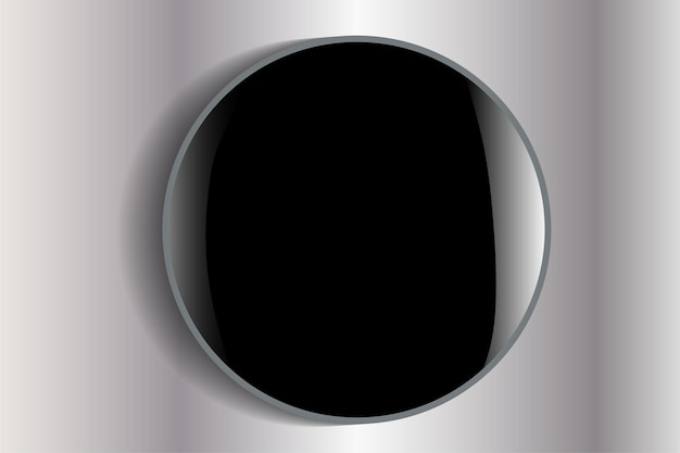 Round convex glossy object the button the magnet is black on a gray background