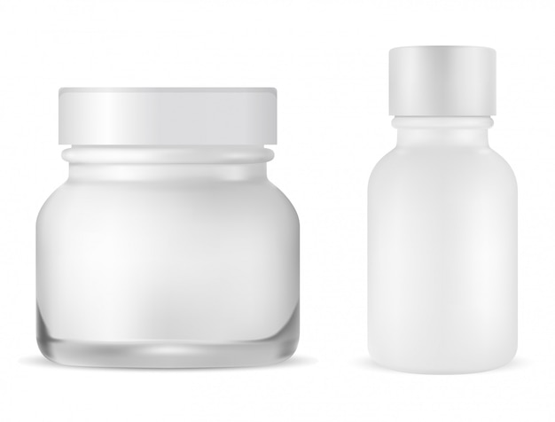 Vector round cream jar. face skin care bottle. serum