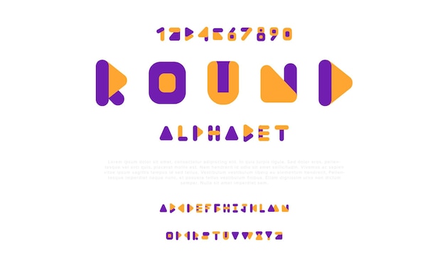 Vector round creative geometric modern urban alphabet font digital abstract futuristic fashion music