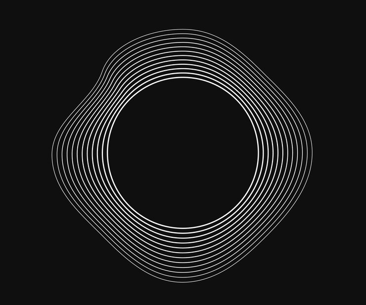 Vector round curved frame with dynamic wavy stripes