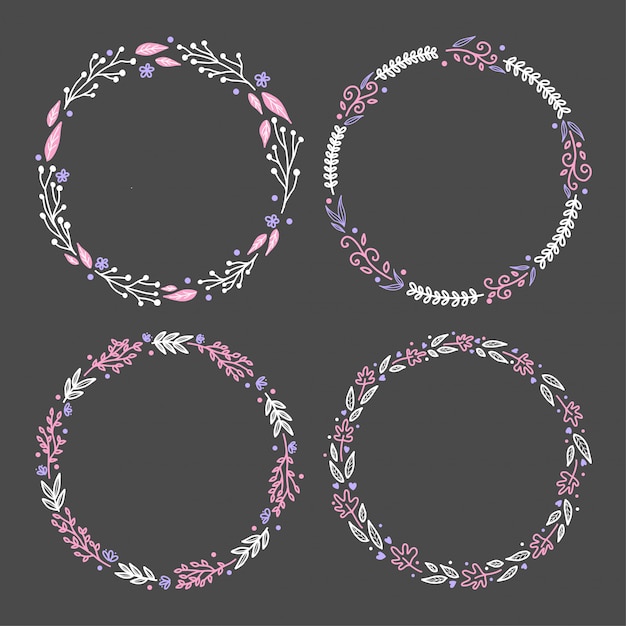 Round cute floral frame