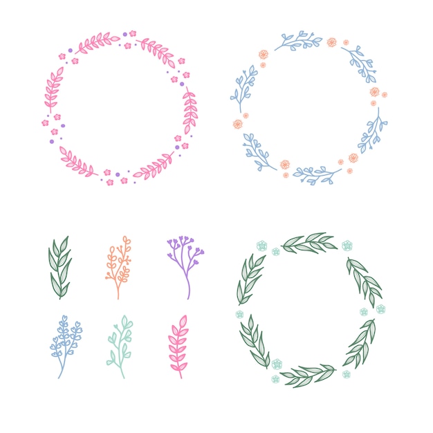 Round cute floral frame