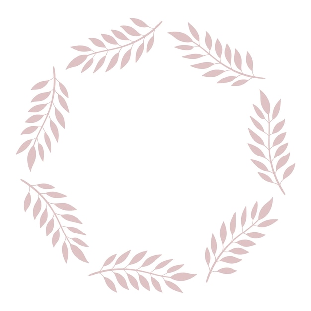 Вектор Круглая нежная цветочная декоративная рамка из листьев. шаблон свадебных приглашений, открыток. векторная простая иллюстрация на белом фоне