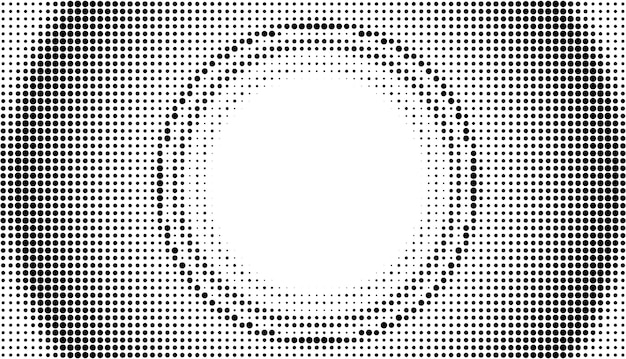 Vettore sfondo astratto punteggiato rotondo sfondo del cerchio con effetto mezzitoni vettoriale per il design di sovrapposizione