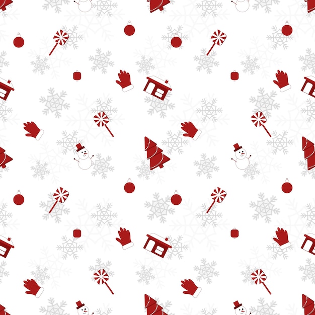 Round edge christmas object repeat pattern created in re color on white background seamless christmas pattern