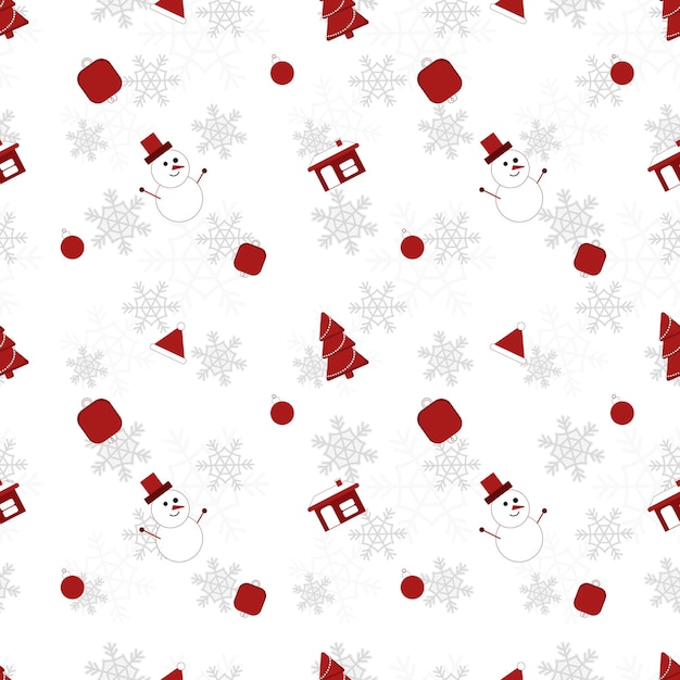 Round edge christmas object repeat pattern created in re color on white background seamless christmas pattern