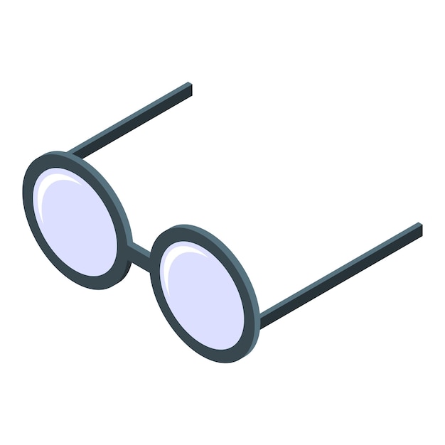丸い眼鏡アイコン白い背景に分離された Web デザインの丸い眼鏡ベクトル アイコンの等尺性