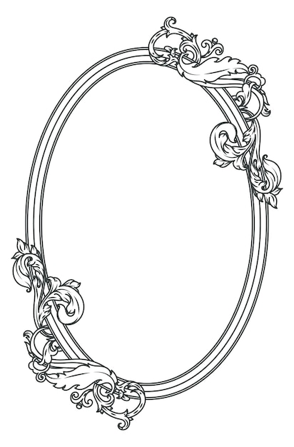 Vector round filigree frame decorative baroque vintage border