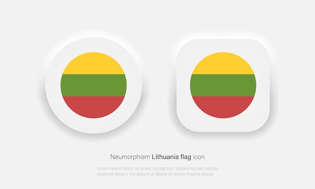 Иконка векторной иллюстрации круглого флага Литвы в модном стиле неоморфизма. Вектор EPS 10