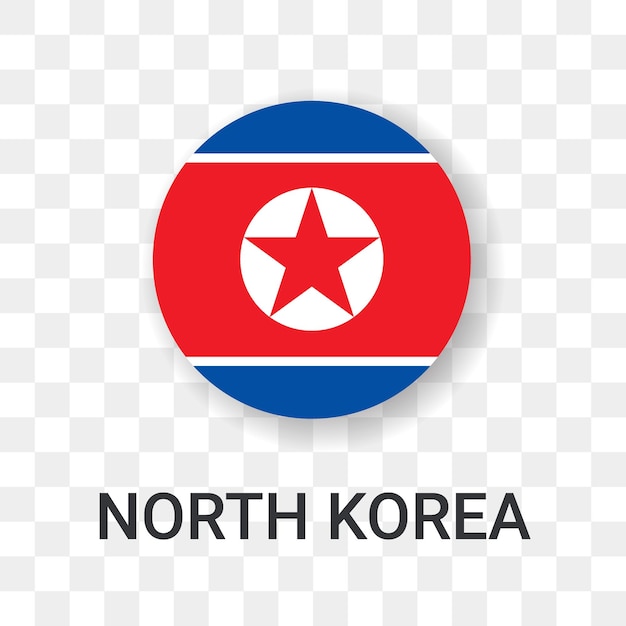 Bandiera rotonda della corea del nord icona vettore illustrazione isolata