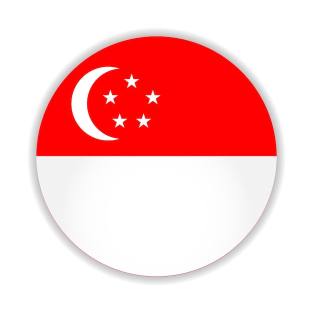 Round flag of Singapore. Vector Illustration.