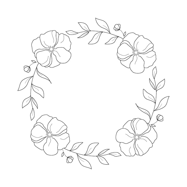 Round Floral Aesthetic Frame Elements of decoration and design