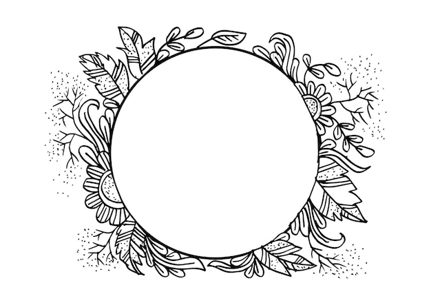 Round Floral frame drawing