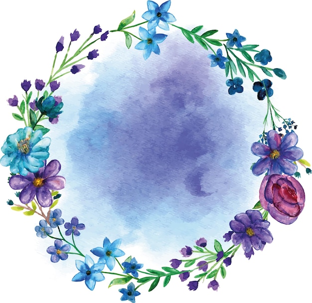 Round flower bouquets with watercolor background