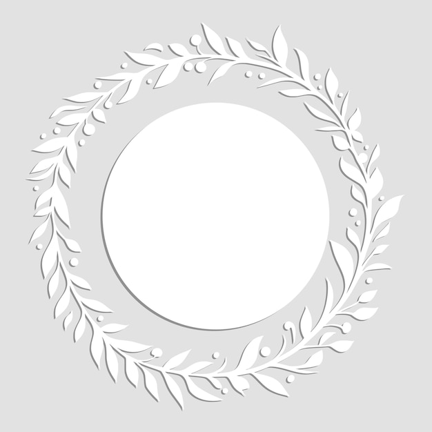 Vector round flower frame light gray background design