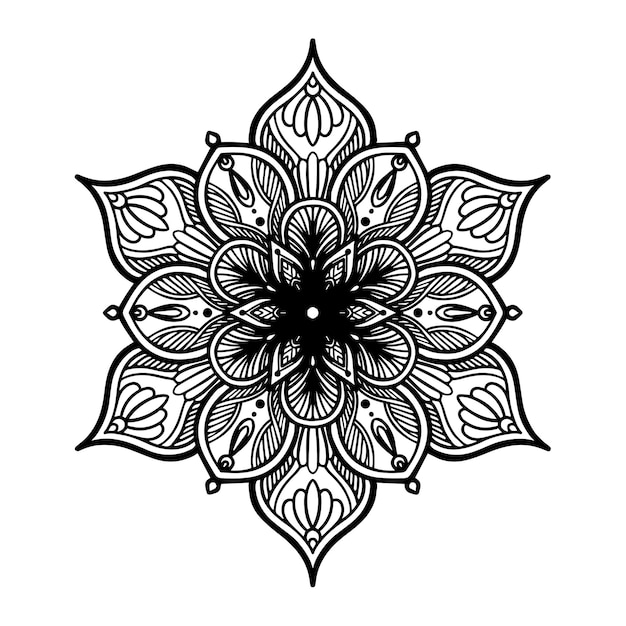 Round flower mandala for tattoo henna Vintage decorative elements Oriental patterns vector