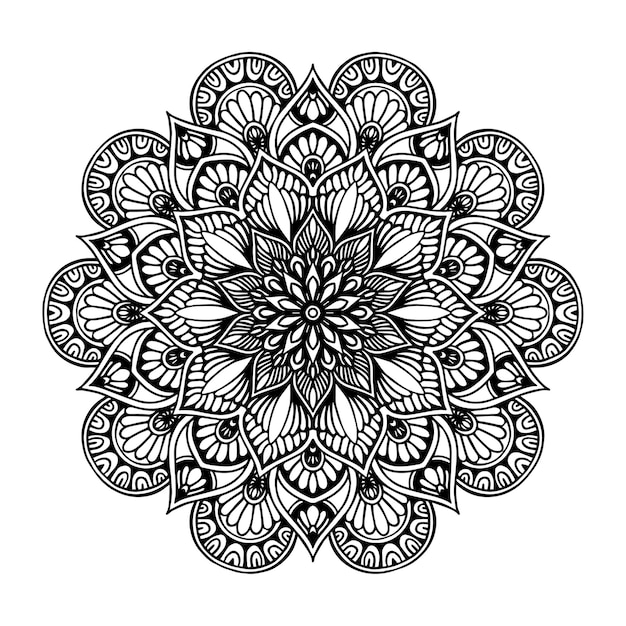 Round flower mandala for tattoo, henna. Vintage decorative elements. Oriental