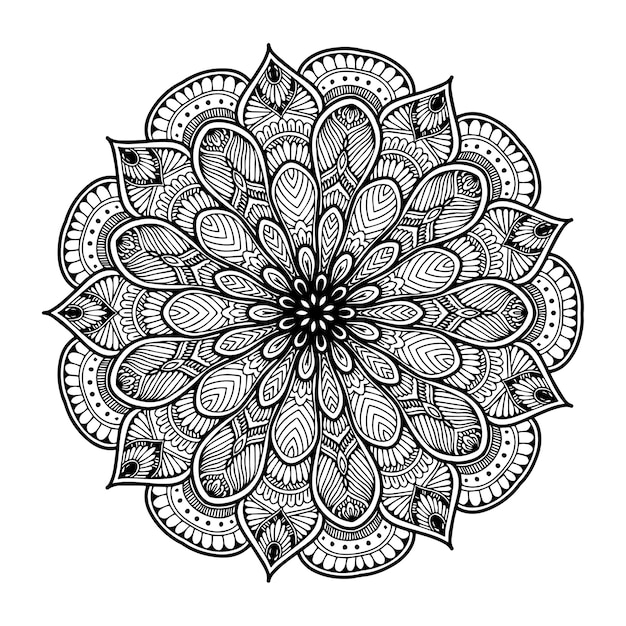 Mandala fiore rotondo per tatuaggio all'henné