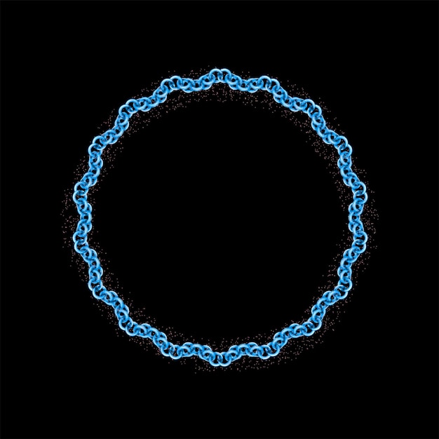Vettore disegno di catena blu a telaio rotondo